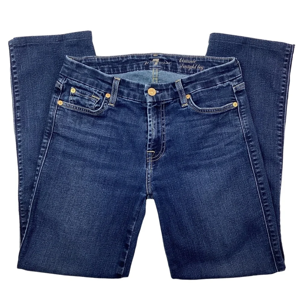 7 For All Mankind Kimmie Straight Leg Jeans Like New Cropped - Picture 3 of 9